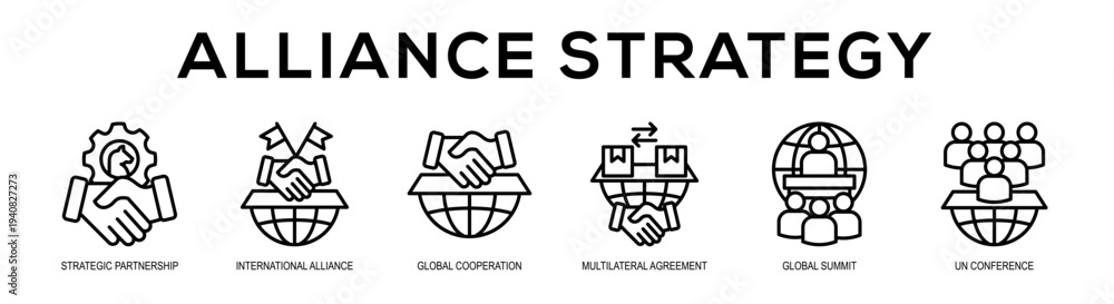Fototapeta premium Alliance Strategy web banner illustration concept