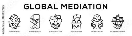 Global Mediation web banner illustration concept