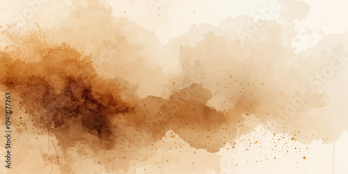 Abstract watercolor painting, featuring a unique blend of earth-toned hues. conveying an artistic elegance, its delicate balance of color and form.