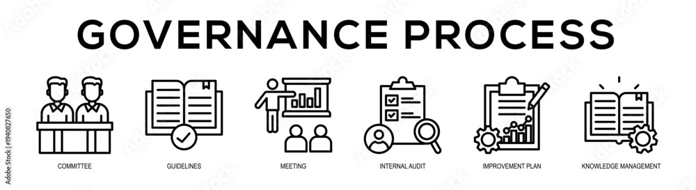 Fototapeta premium Governance Process web banner illustration concept