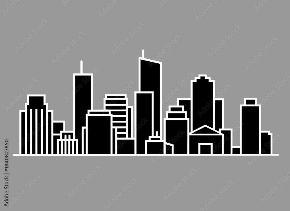 Obraz premium City skyline silhouette representing urban life and modernity