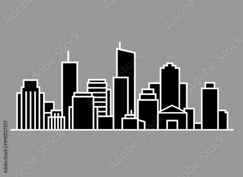 City skyline silhouette representing urban life and modernity