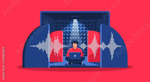 Man Recording Music Studio.