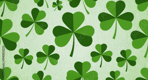 Vibrant green shamrocks on light green background st patrick's day symbol luck concept