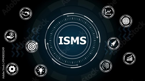 ISMS Information Security Management System Cybersecurity Concept Animation.