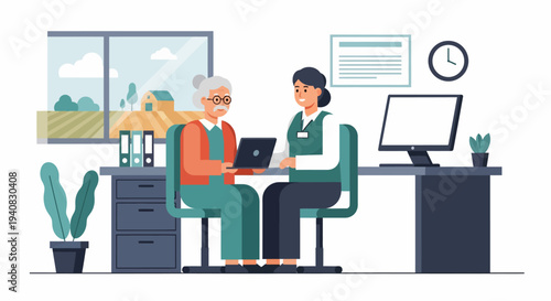 Older Woman Using Laptop.