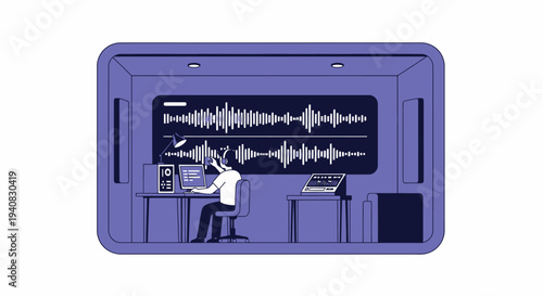 Person Analyzing Sound Waves.