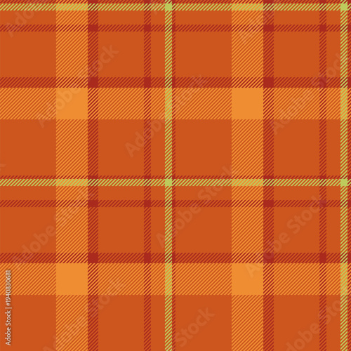 Romance fabric texture textile, flannel pattern seamless plaid. Scarf check background vector tartan in orange and red colors.