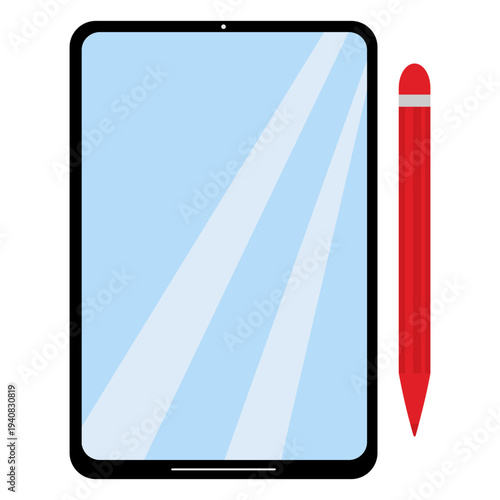 tablet with red stylus pen, drawing (2)