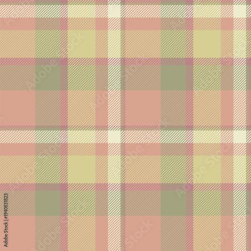 Yard textile pattern fabric, track plaid check seamless. Dogtooth texture tartan background vector in pastel and orange colors.
