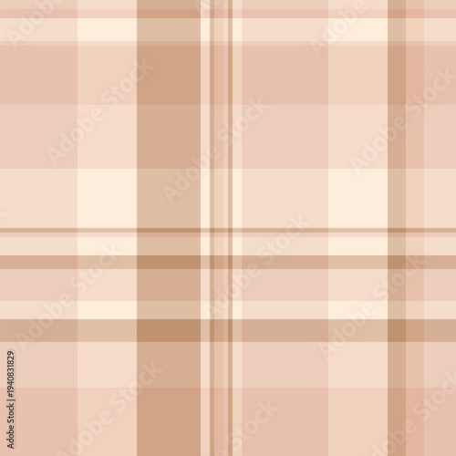 Birthday card background seamless pattern, garment vector textile texture. Holiday plaid fabric check tartan in light and orange colors.