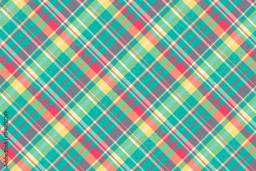 Scarf vector pattern plaid, pyjamas seamless texture background. Outside fabric tartan check textile in teal and red colors.