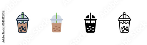 bubble tea icon. milk drink cup. youth trend. cafe various style icon design vector illustration