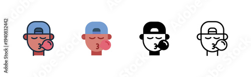 chewing gum icon. bubble candy snack. teen habit. various style icon design vector illustration