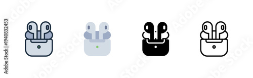 tws icon. wireless earbuds case. music device. youth various style icon design vector illustration