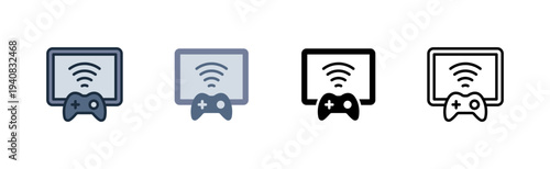 game streaming icon. controller screen. online play. various style icon design vector illustration