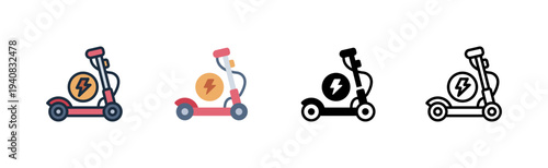 scooter icon. electric ride vehicle. urban travel. various style icon design vector illustration