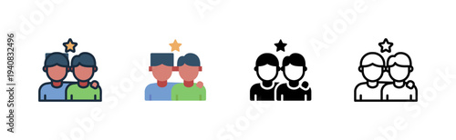 friendship icon. group bond symbol. teen connection. various style icon design vector illustration