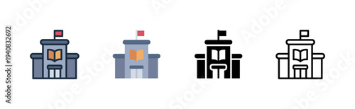 school icon. building education campus. youth various style icon design vector illustration
