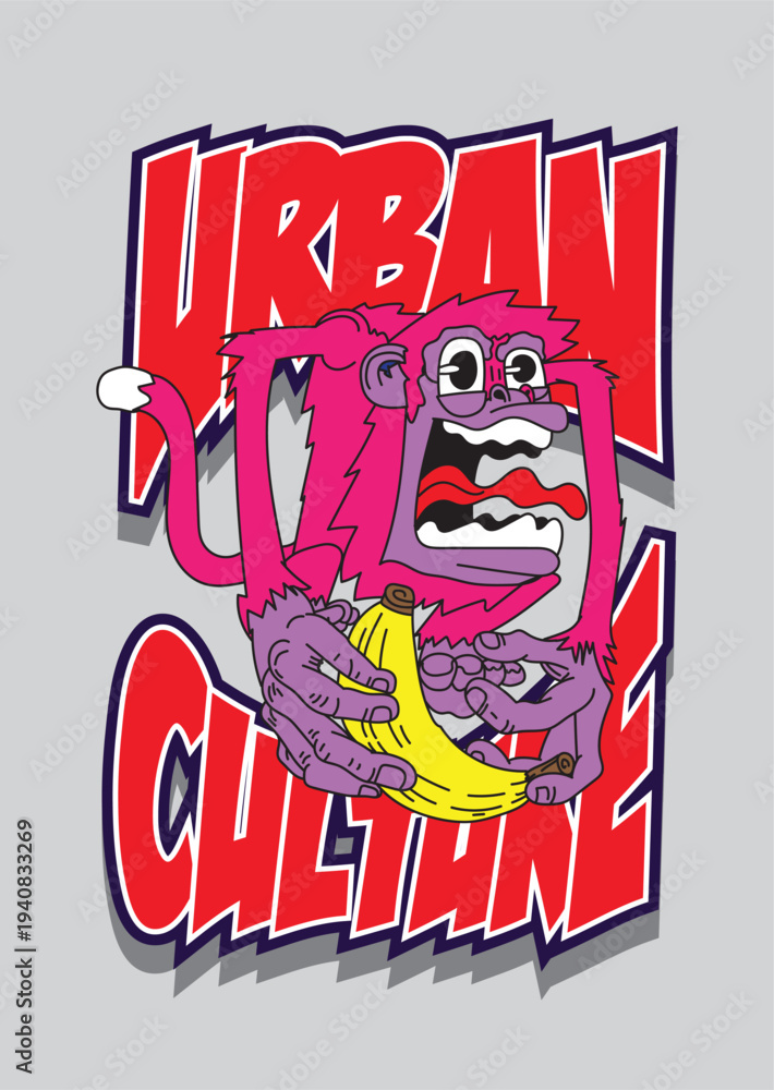 Obraz premium gorilla illustration with japanese style for kaijune event