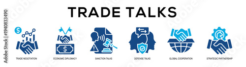 Glyphcolor - Trade Talks web banner vector illustration concept