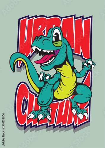 dinosaur illustration with japanese style for kaijune event urban culture

