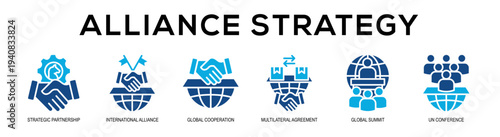 Glyphcolor - Alliance Strategy web banner vector illustration concept