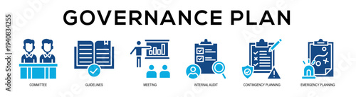 Glyphcolor - Governance Plan web banner vector illustration concept
