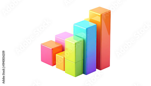 3D colorful bar graph showing an upward growth trend Free Download 3D colorful bar graph showing an upward growth trend - GFXLoad