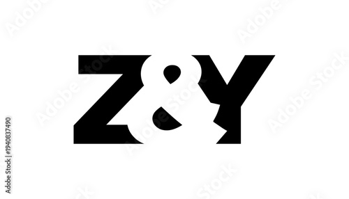 ZY logo design in bold style. Black white identity symbol. Modern typography emblem. Corporate branding icon.