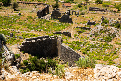 фотографія Ruins of the ancient city Sillyon. Ancient ruins with roman baths