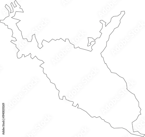 Lake Scutari, Skadar Map Shape Stroke Outline in The Balkans Albania and Montenegro Vector Illustration