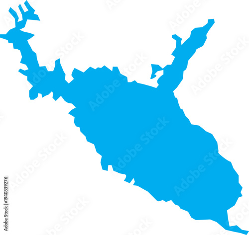 Lake Skadar, Scutari, Map Shape Blue Fill Silhouette Vector Illustration Albania and Montenegro
