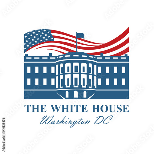 white house building icon in Washington DC isolated on white background