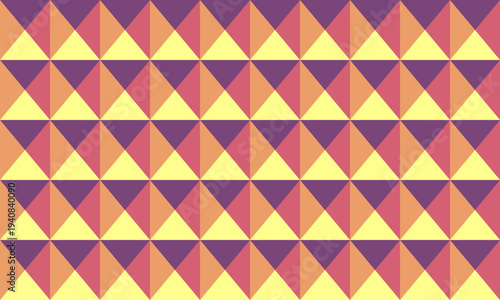 Vibrant geometric pattern of interlocking triangles in warm sunset hues.  Perfect for backgrounds, website design, textile prints, or any project needing a modern, eyecatching design.