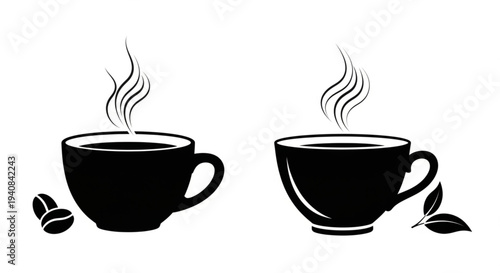Two cup of coffee and tea vector ilustration 