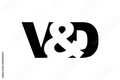 VD logo design in bold style. Black white identity symbol. Modern typography emblem. Corporate branding icon.