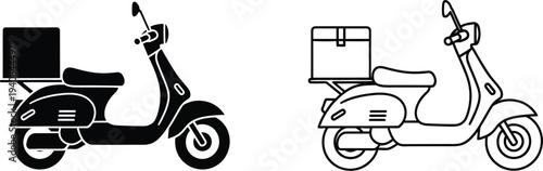 Delivery scooter vector designs isolated on transparent background, Vector
