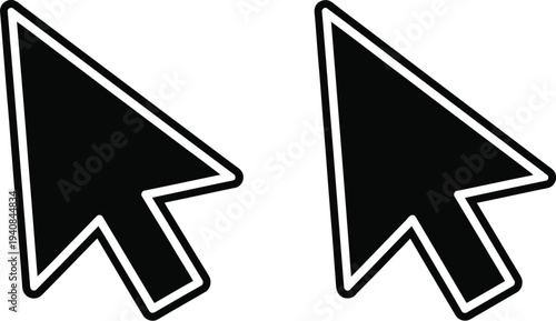 Black arrow pointers click icons set isolated on transparent background, Vector