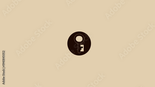A keyhole icon, featuring a black circle with a small hole and a key-shaped indentation