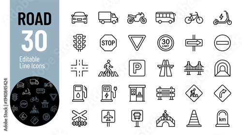 High-quality scalable vector illustration featuring 30 minimalist healthcare and social medicine icons in line art style, ideal for medical apps, infographics, and global health awareness projects.