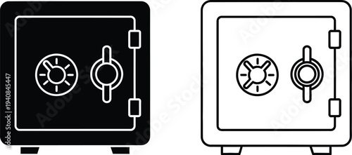 Secure vault safe deposit boxes combination locks isolated on transparent background, Vector