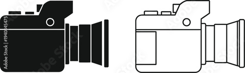 Vintage camera lens comparison icons isolated on transparent background, Vector