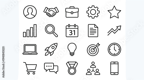 Vibrant collection of 40 minimalist travel-themed icons in line art style, perfect for websites, apps, and print media with a clean, modern aesthetic.