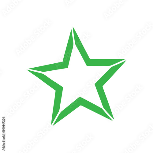 A shiny green star icon and 3d button vector illustration serves as a bright holiday decoration and award symbol for Christmas celebrations on a white background