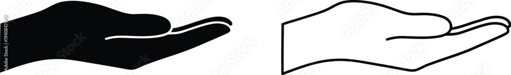 Fototapeta premium Hand gestures: open palm and stop sign isolated on transparent background, Vector