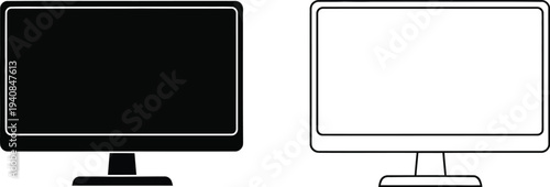 Modern monitors: sleek design comparison isolated on transparent background, Vector