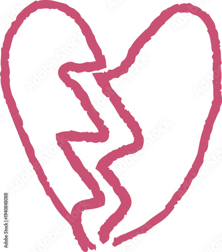 Heart Broken Doodle Line