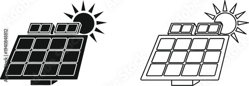 Solar panel energy sunlight conversion concept isolated on transparent background, Vector
