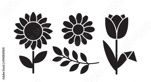 Modern floral icons for design and decoration